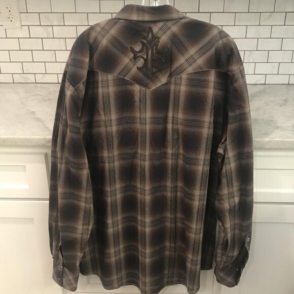 Rock 47 Wrangler Shirt Mens 2XL Plaid Western Pearl Snap Embroidered MRC201M - Picture 2 of 11